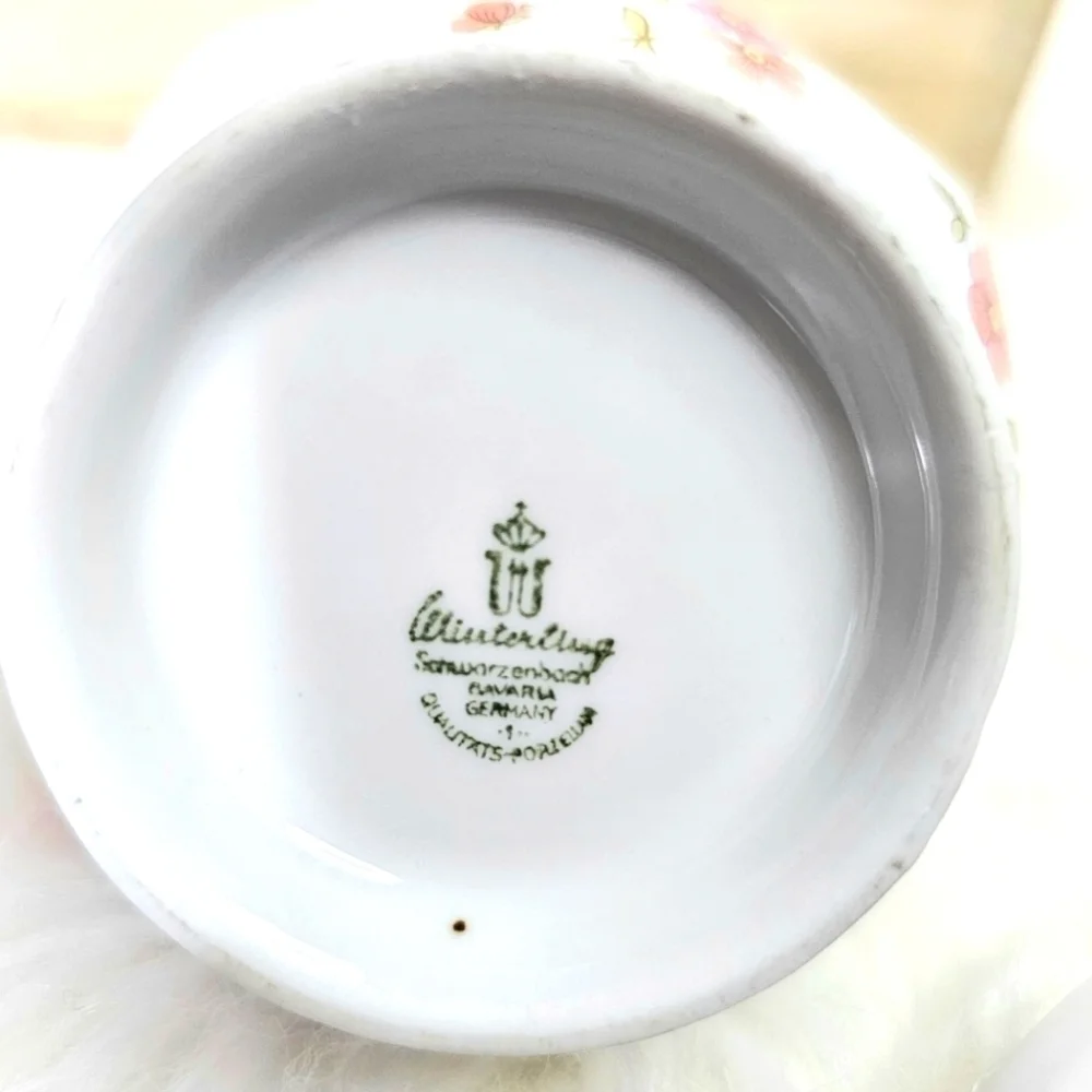 Winterling Schwarzenbach Bavaria Porcelain Cup, Saucer And Sugar Container